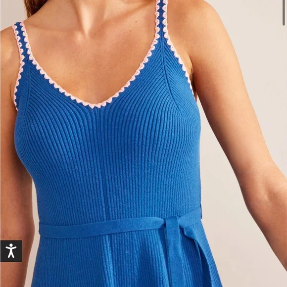 Boden NWT Crochet-Trim Knitted Ribbed Midi Dress M 8R - Picture 3 of 6